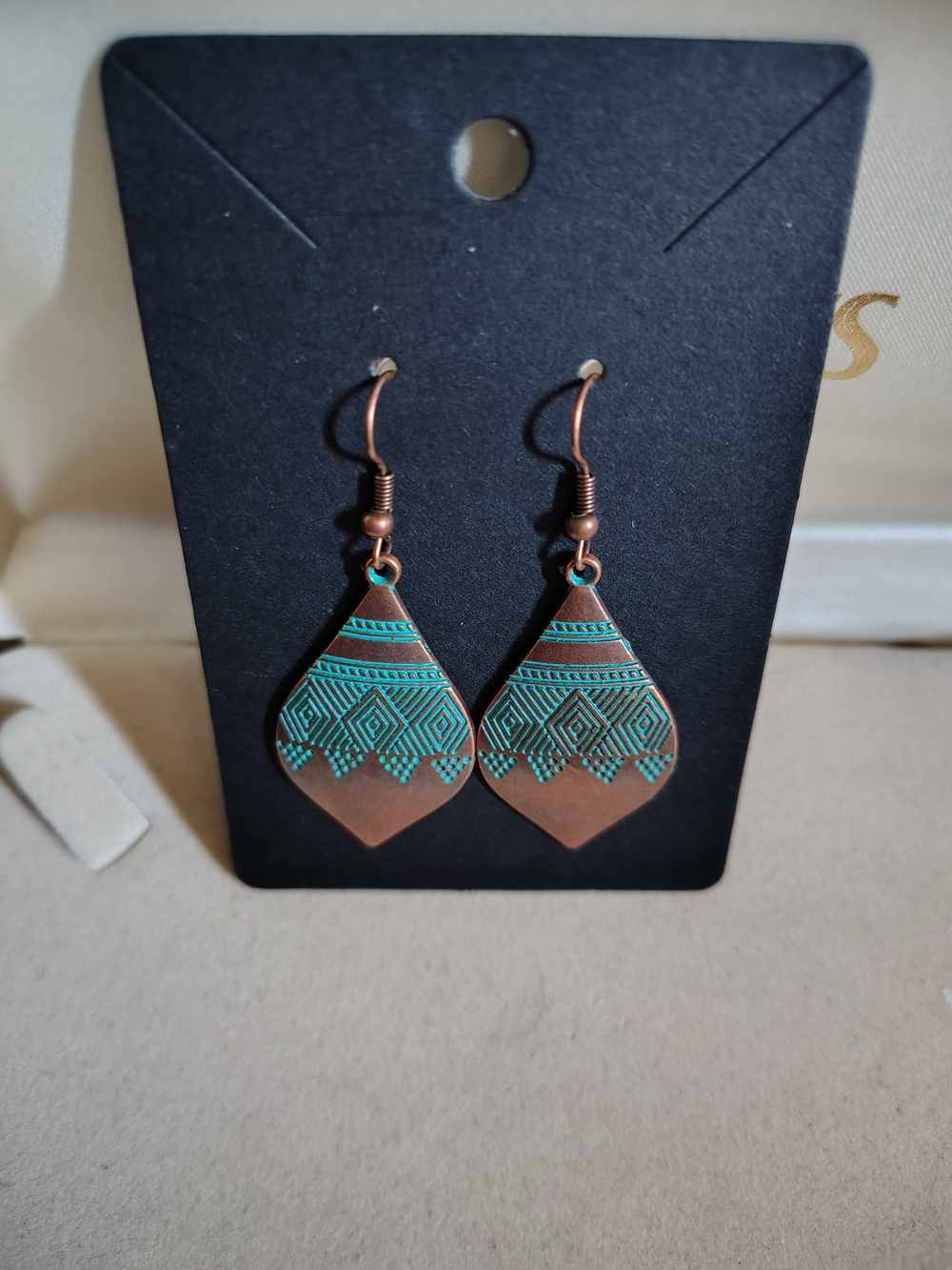 🚨New Brand New Boho Antique Copper Verdigris Patina Geometric Dangle Earrings🚨